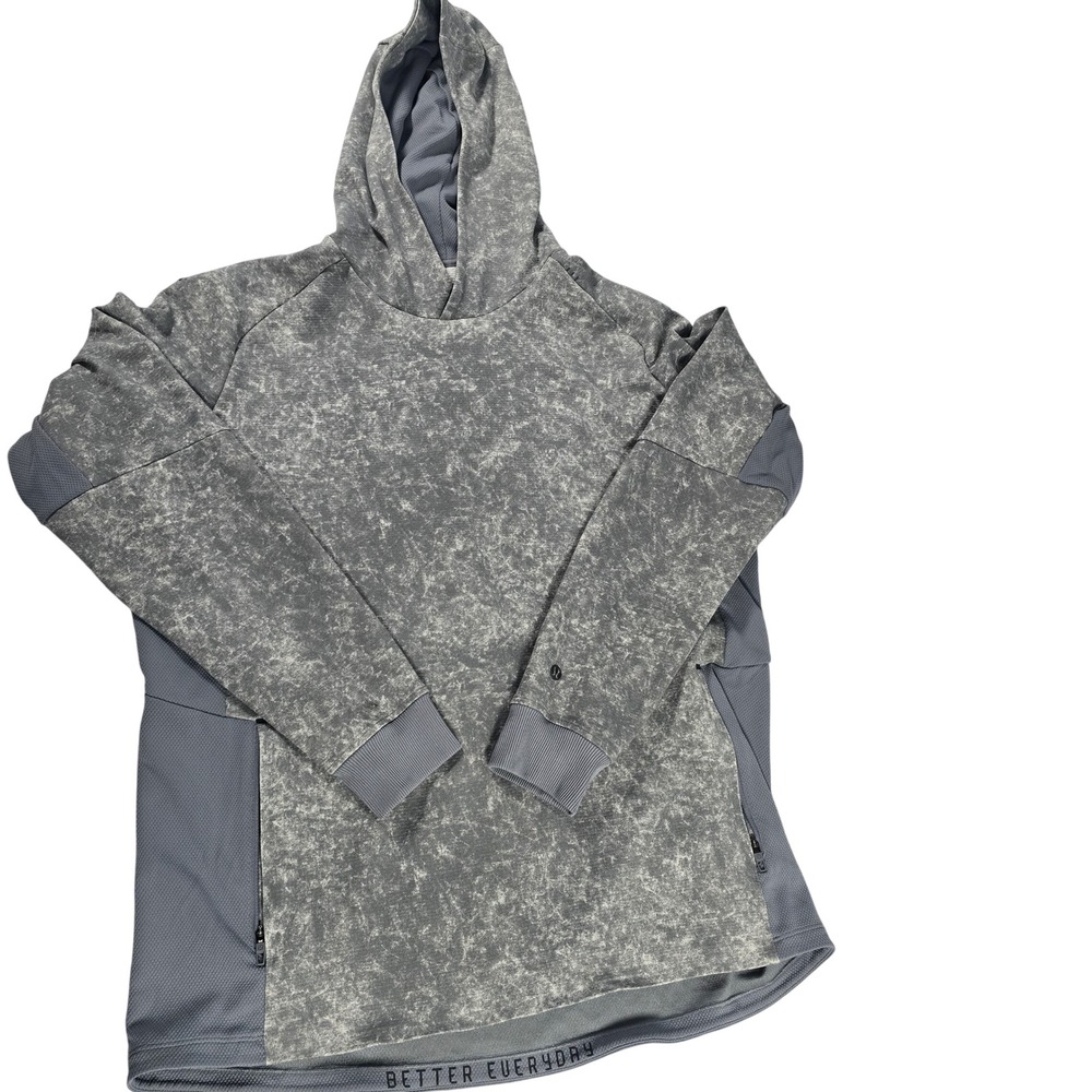 Lululemon Better Everyday Hoodie Mens Large Grey Acid Wash Mesh Panel LM3CXJS